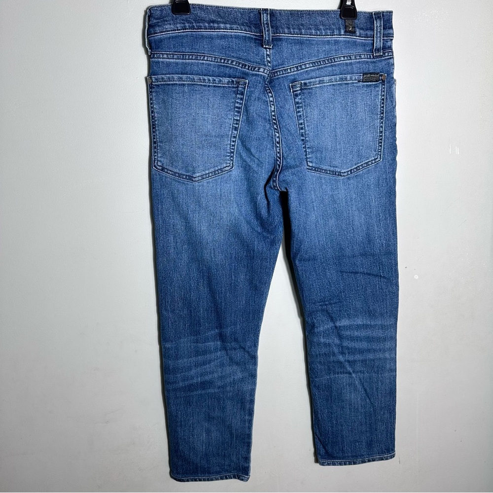 7 For All Mankind Light Blue Slim Straight Jeans - Picture 7 of 13